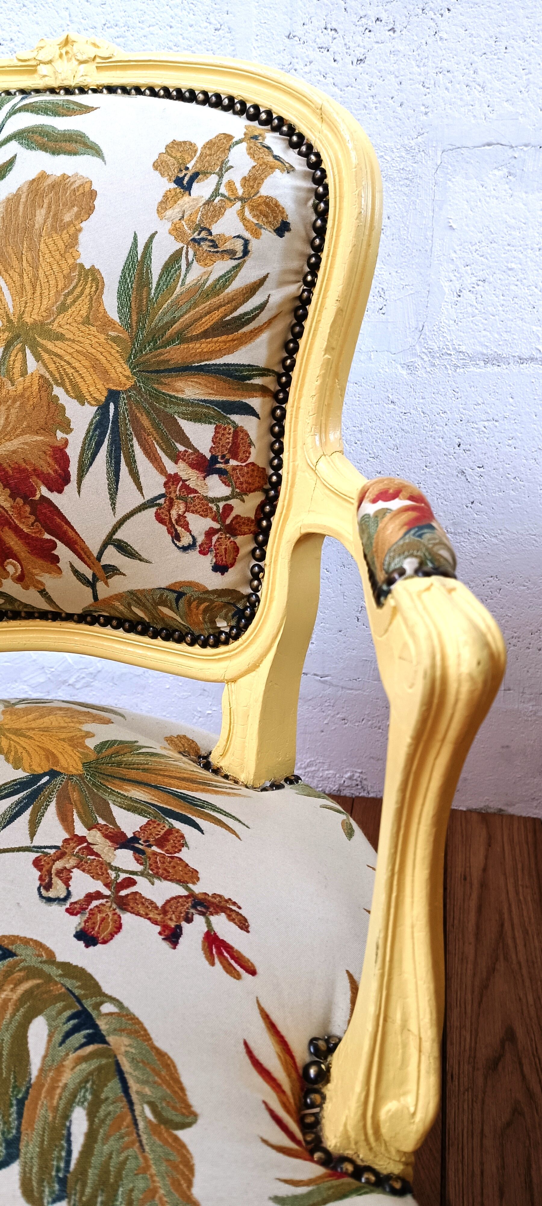 Fauteuil vintage style Louis XV