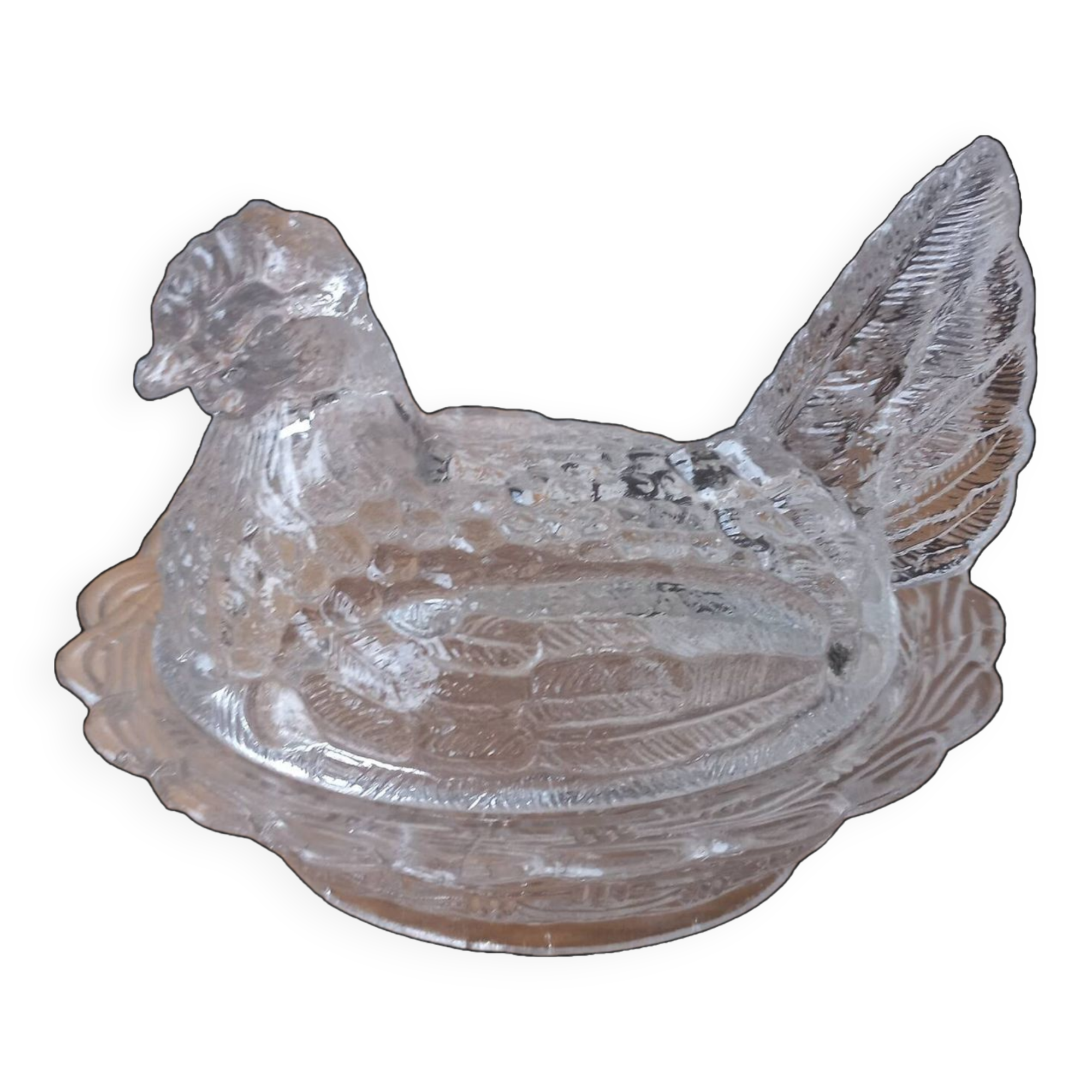 Bonbonnière sucrier poule verre 1920