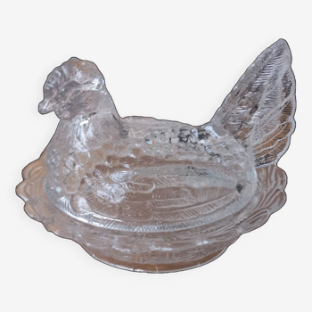 Bonbonnière sucrier poule verre 1920