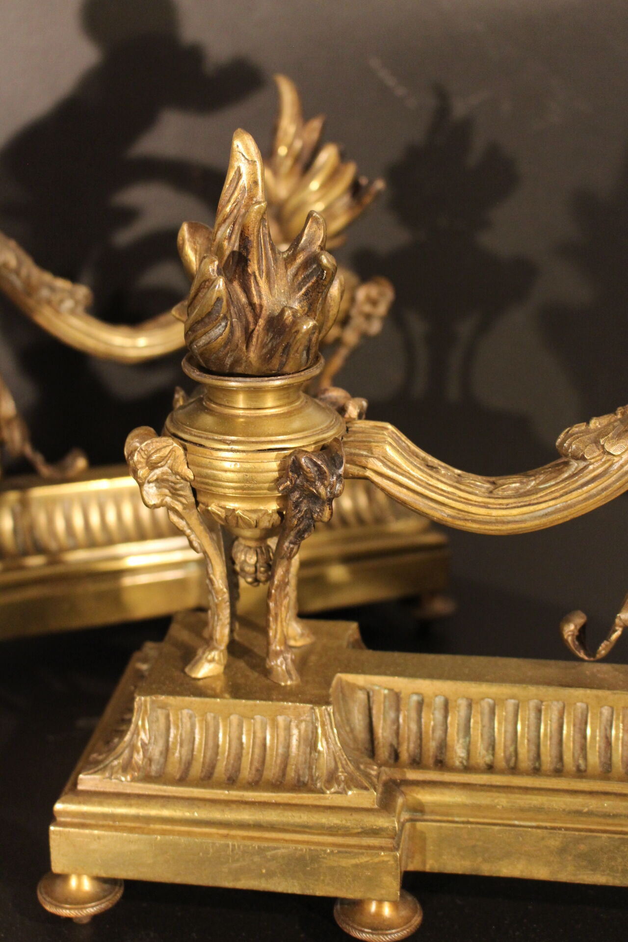 Pair of bronze angel chenets