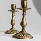 Vintage 1930s Solid Brass Candleholders Set of 2, Warm Golden-Brass, Italian Classic Table Decor