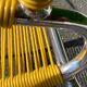 6 yellow and stackable armchairs, scoubidou by Dupré Perrin