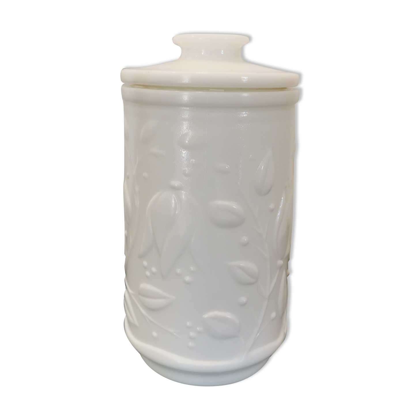 Vintage white opaline glass jar