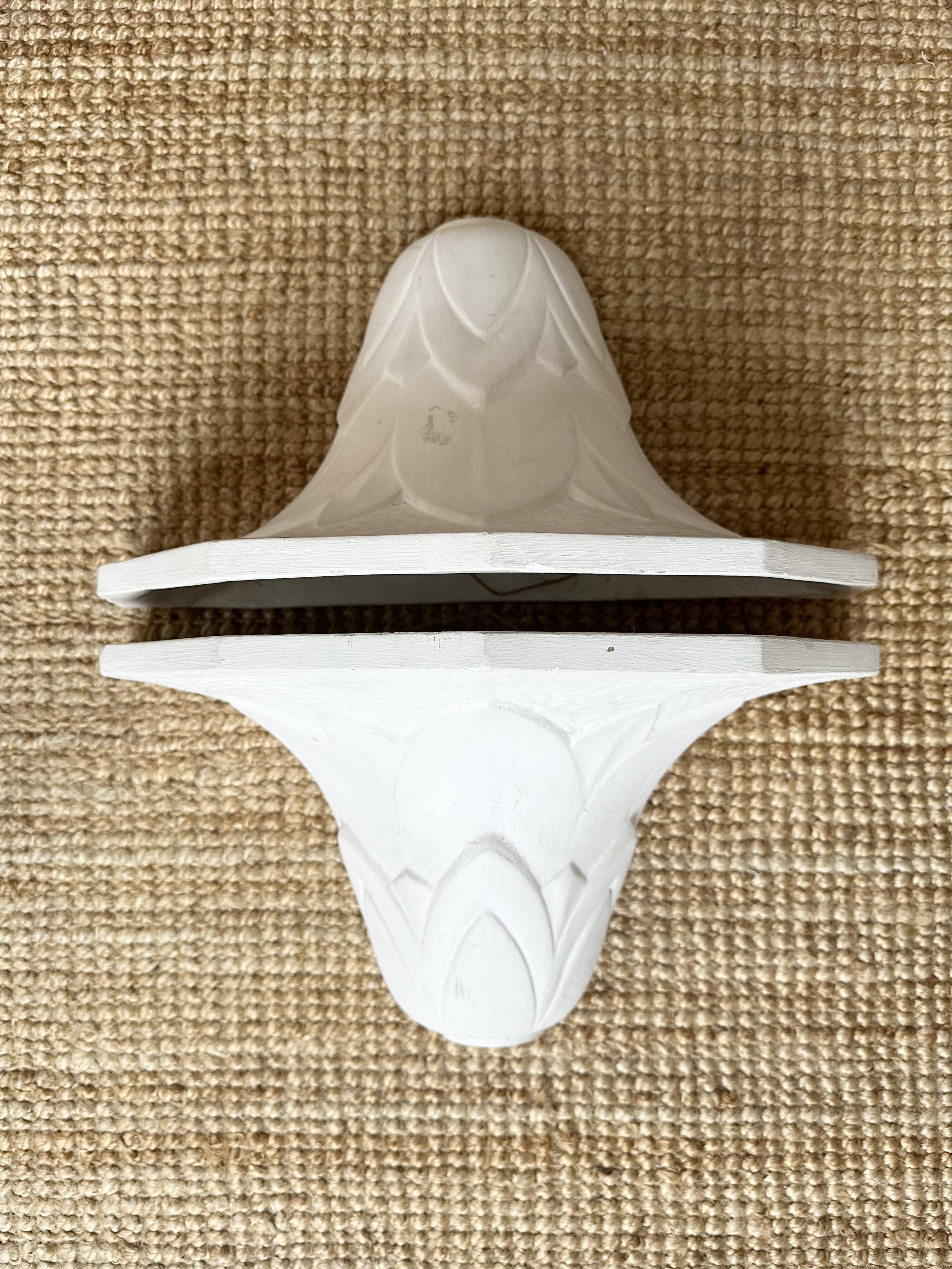 Pair of plaster wall sconces, palmette decoration, 20th century