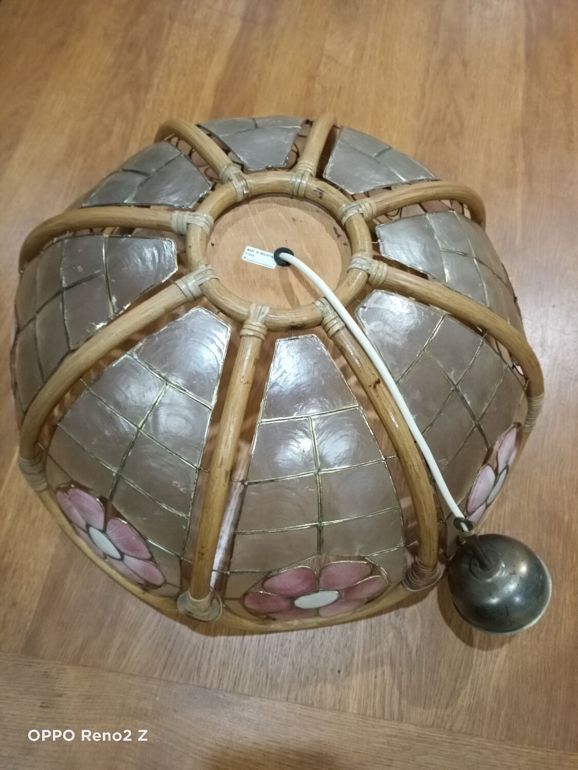 Suspension nacre et bambou