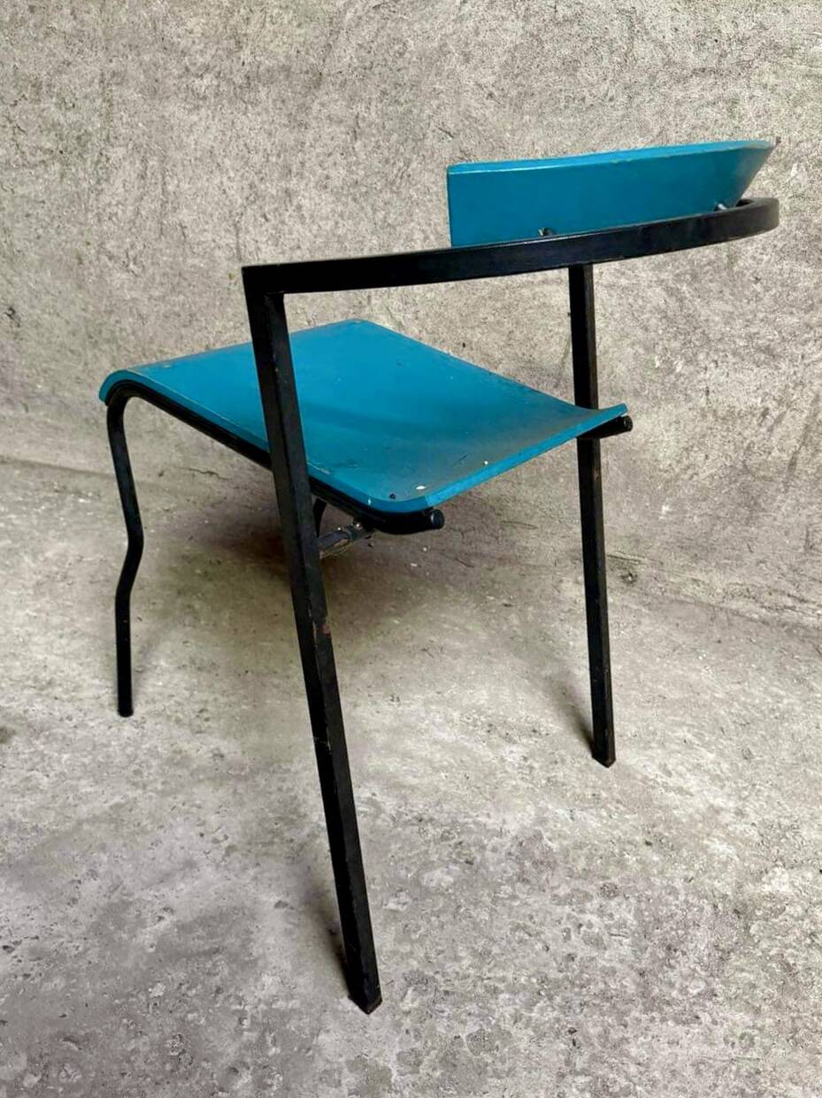 Set of 12 vintage blue bistro chairs