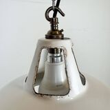 Industrial White Enamel Factory Pendant Lamp from Thorlux, 1960s