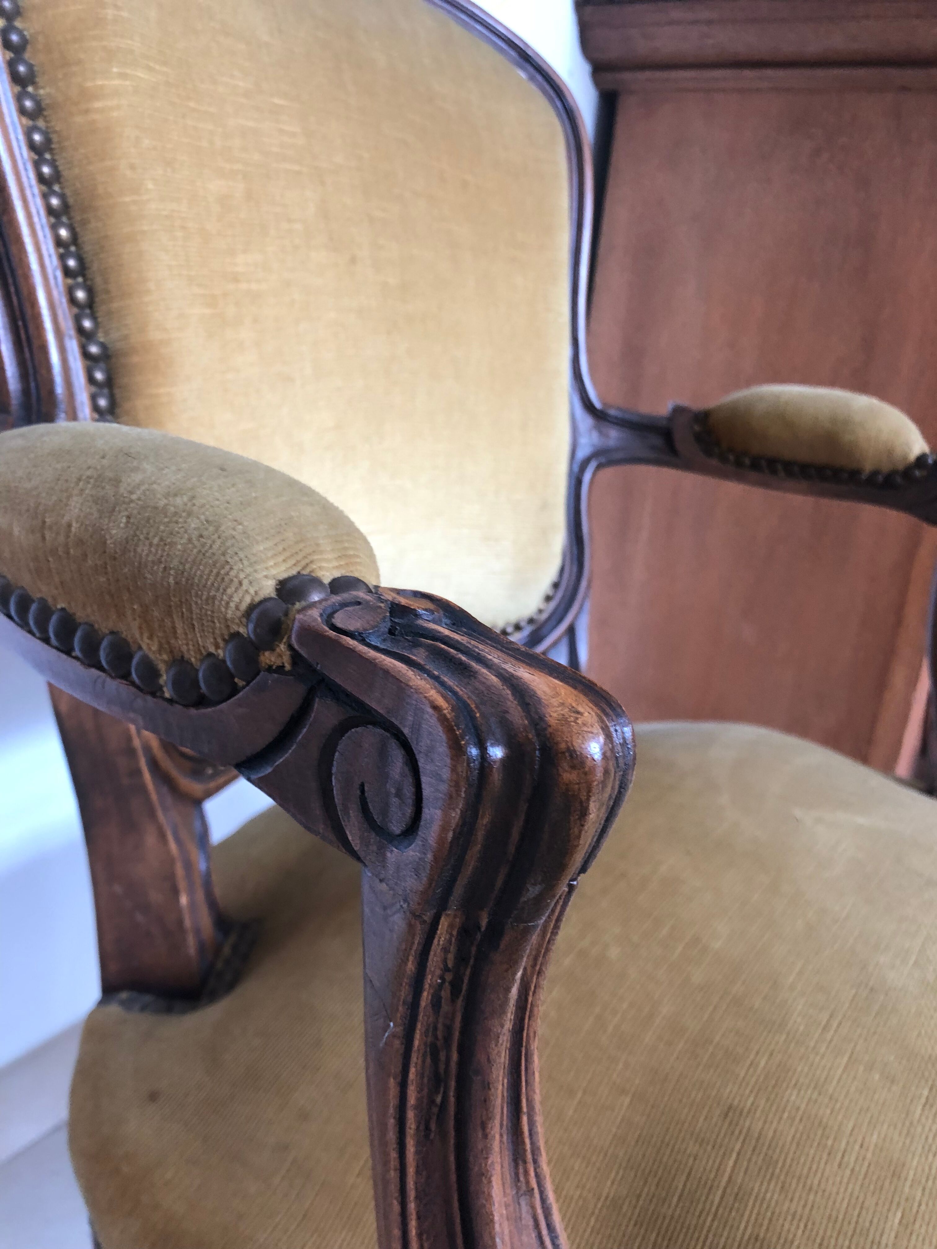 Louis XV mustard style armchair