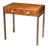 Small desk vanity 70 walnut burl chrome base
