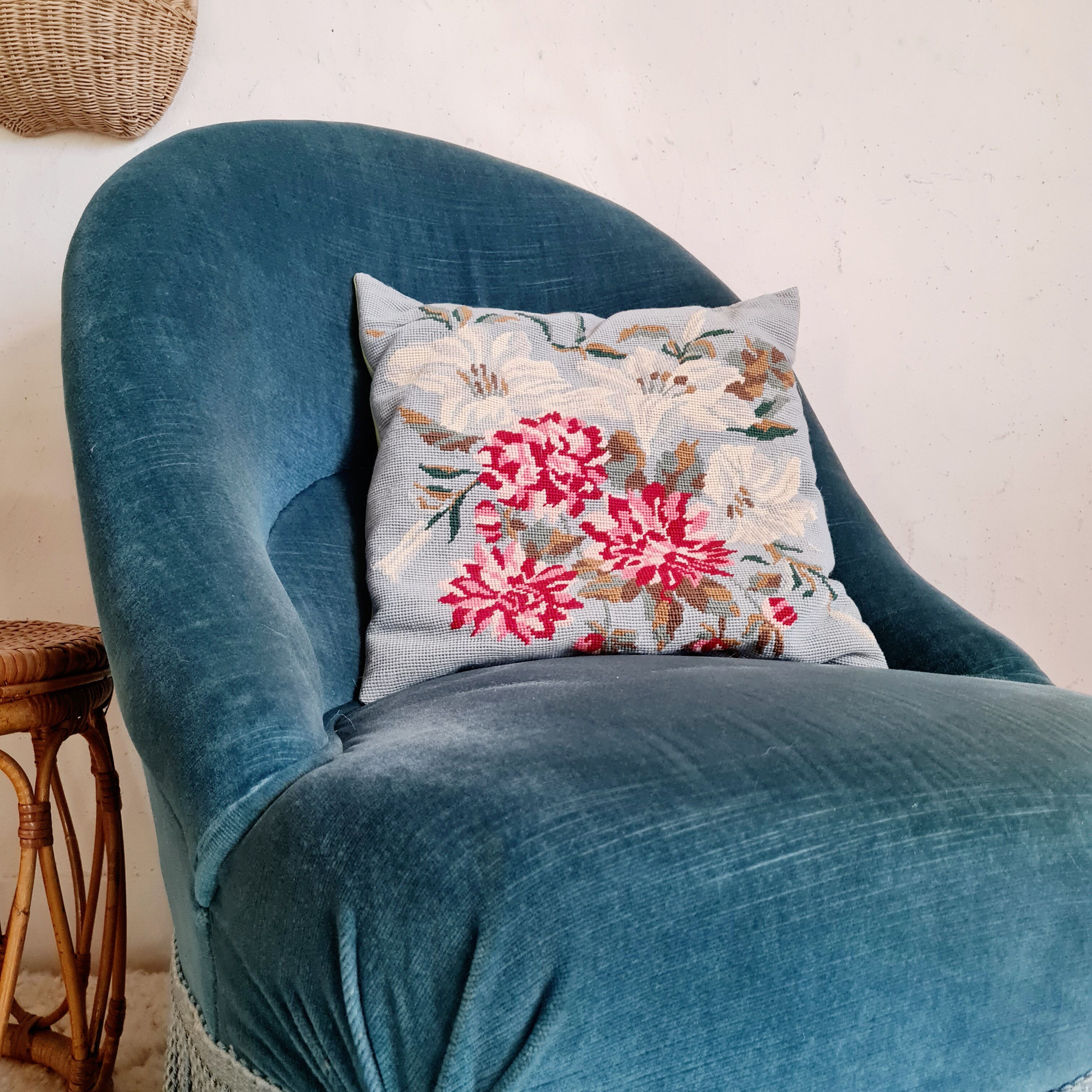 Coussin vintage fleuri