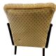 Vintage wooden armchair with rattan weaving.