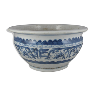 Cache pot bleu blanc Chinois, Chine 19è siècle