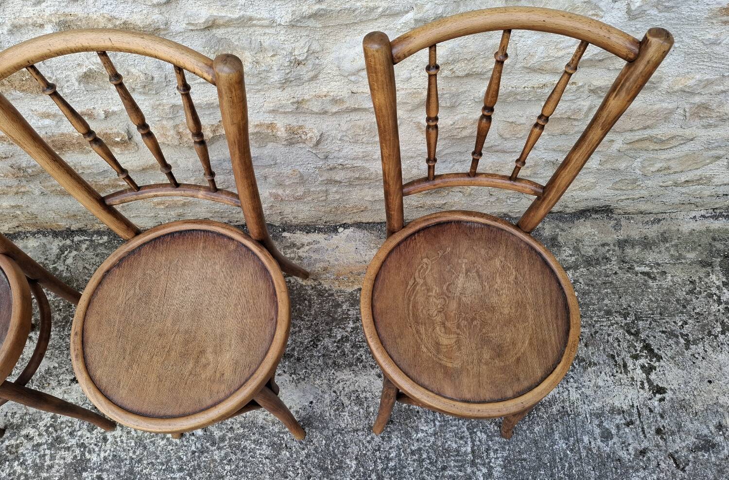 6 mismatched bistro chairs