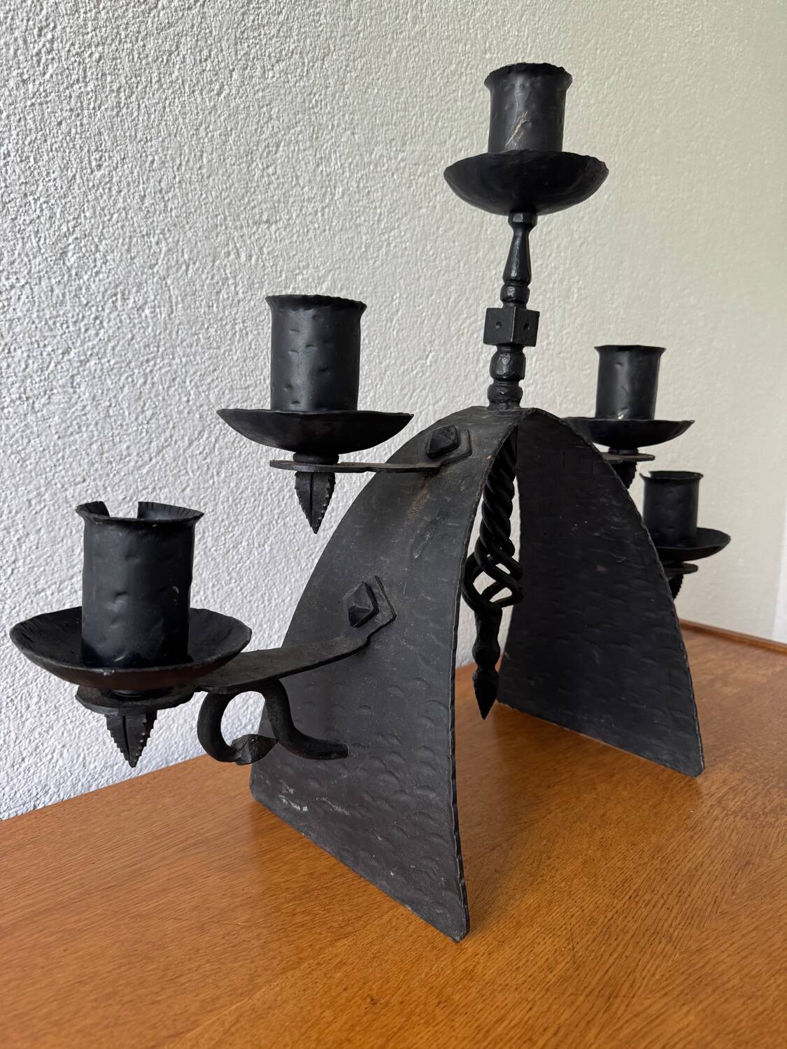 Brutalist wrought iron chandelier from the 60s