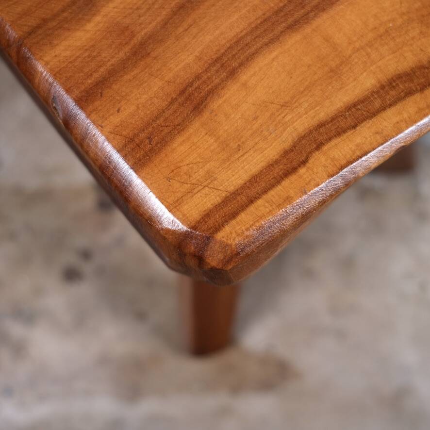 Brutalist stool in solid elm, French work from the 1960s