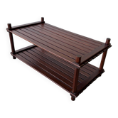 Table basse en pin à lattes design scandinave vintage des années 70