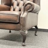 Brown Leather Chesterfield Wing Chair