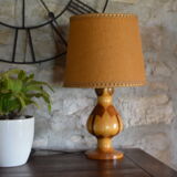 Lampe bois et marqueterie vintage