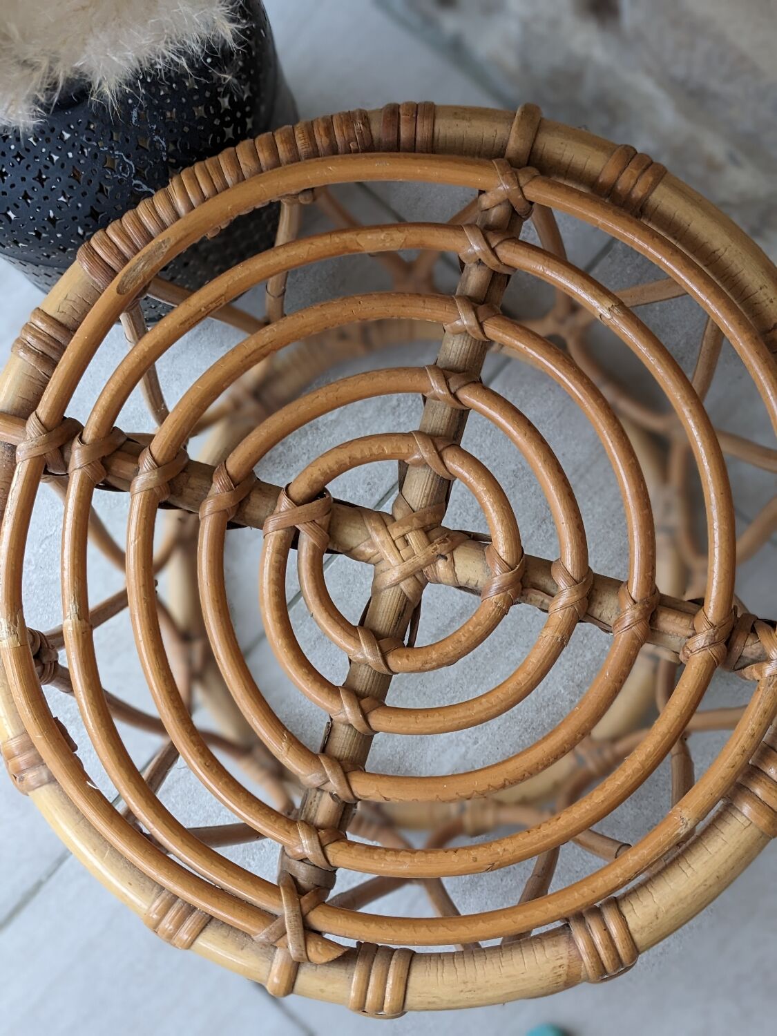Vintage rattan stool