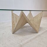 Table Basse Italienne en Travertin, 1980s