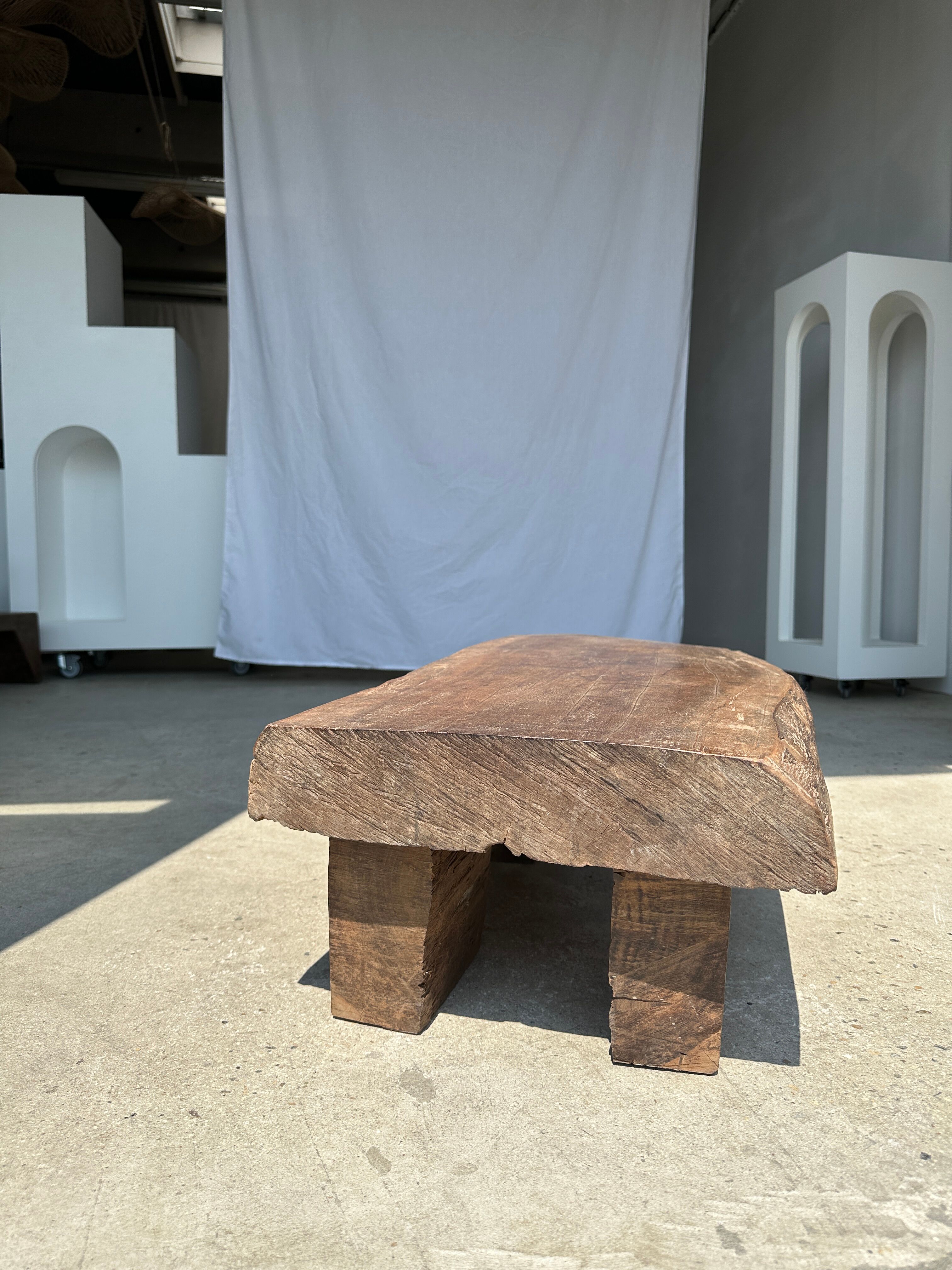 Asian solid wood quadripod brutalist coffee table H30 L81 l42