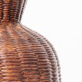 Ceramic Trompe L'Oeil Wicker Table Lamp with New Woven Cream Cord Lampshade