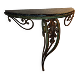 Wrought iron console, marble top 1940, 1950
