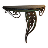 Wrought iron console, marble top 1940, 1950