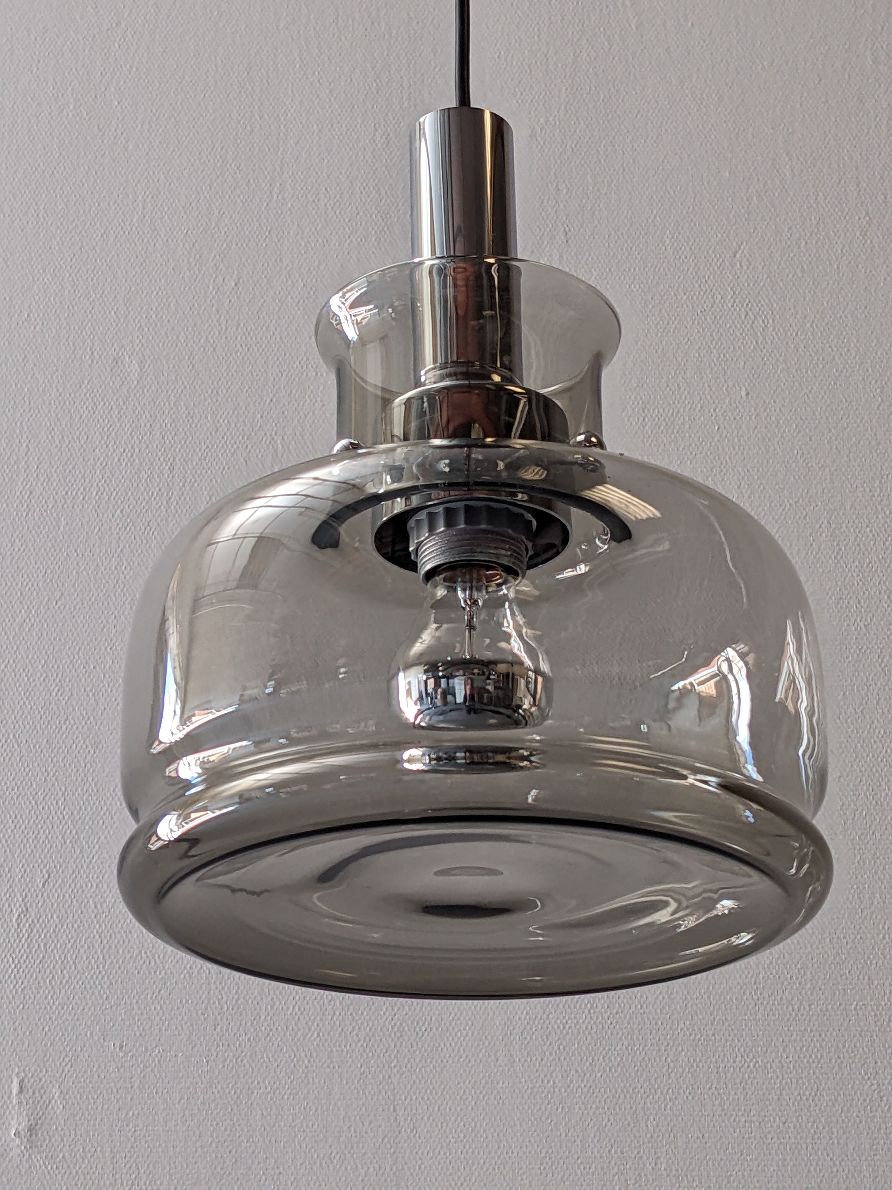 Smoked glass suspension from the 60s/70s by Limburg