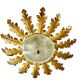 Golden sunburst ceiling chandelier with metal and glass, 1960s