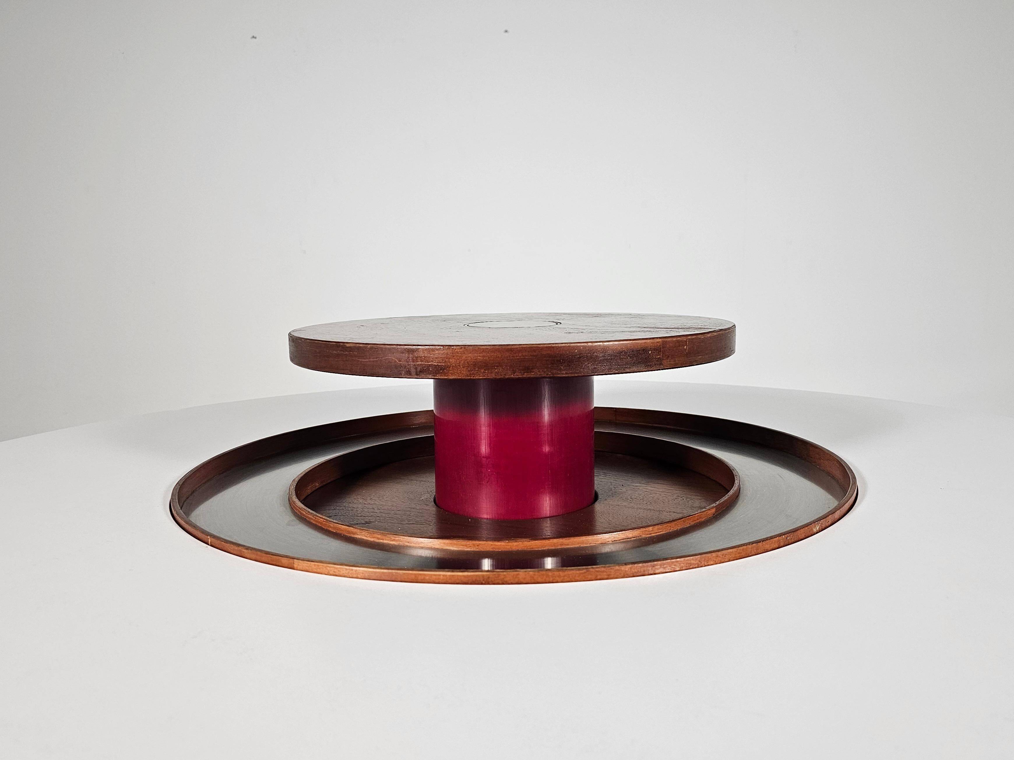 Dining table in walnut, laminate and steel by Silvio Coppola for Bernini, Italy.