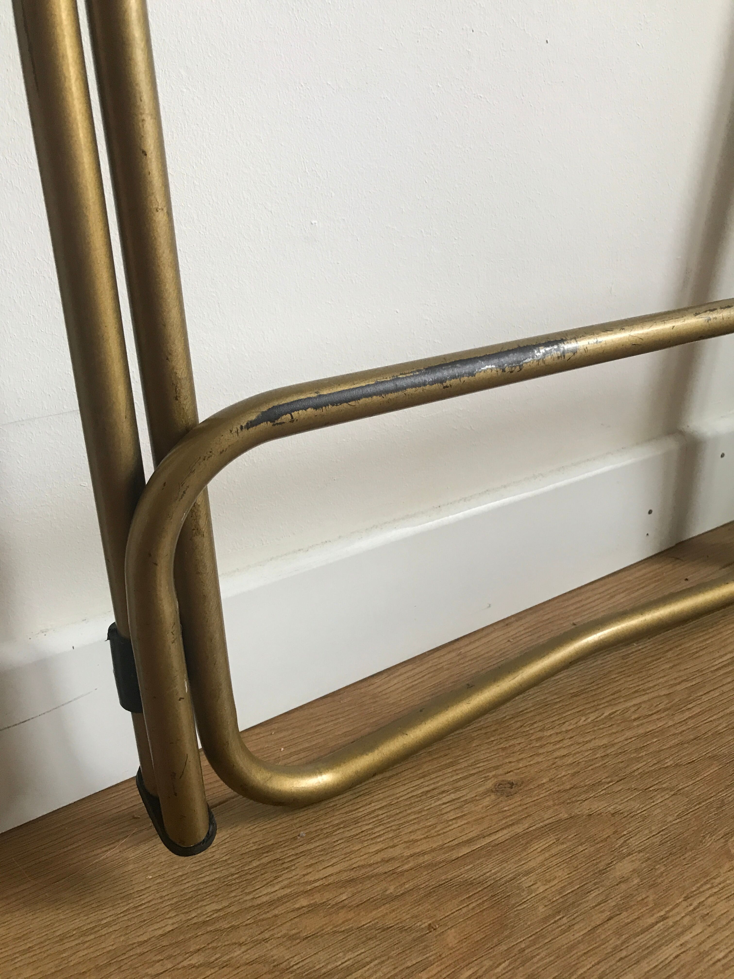 Vintage folding chair lafuma chantazur with striped golden fabric