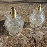 Duo of molded glass globe suspensions
