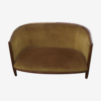 Art Deco 2-seater sofa in solid walnut