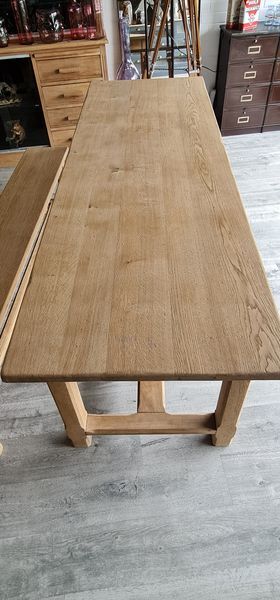 Large farmhouse table in raw solid oak