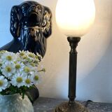 Opaline egg lamp on column base