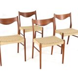 Set of 4 Arne Wahl Iversen for Glyngore papercord chairs 'Naerem'
