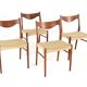 Set of 4 Arne Wahl Iversen for Glyngore papercord chairs 'Naerem'