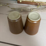 Set of 4 cup glasses in Digoin stoneware and others.