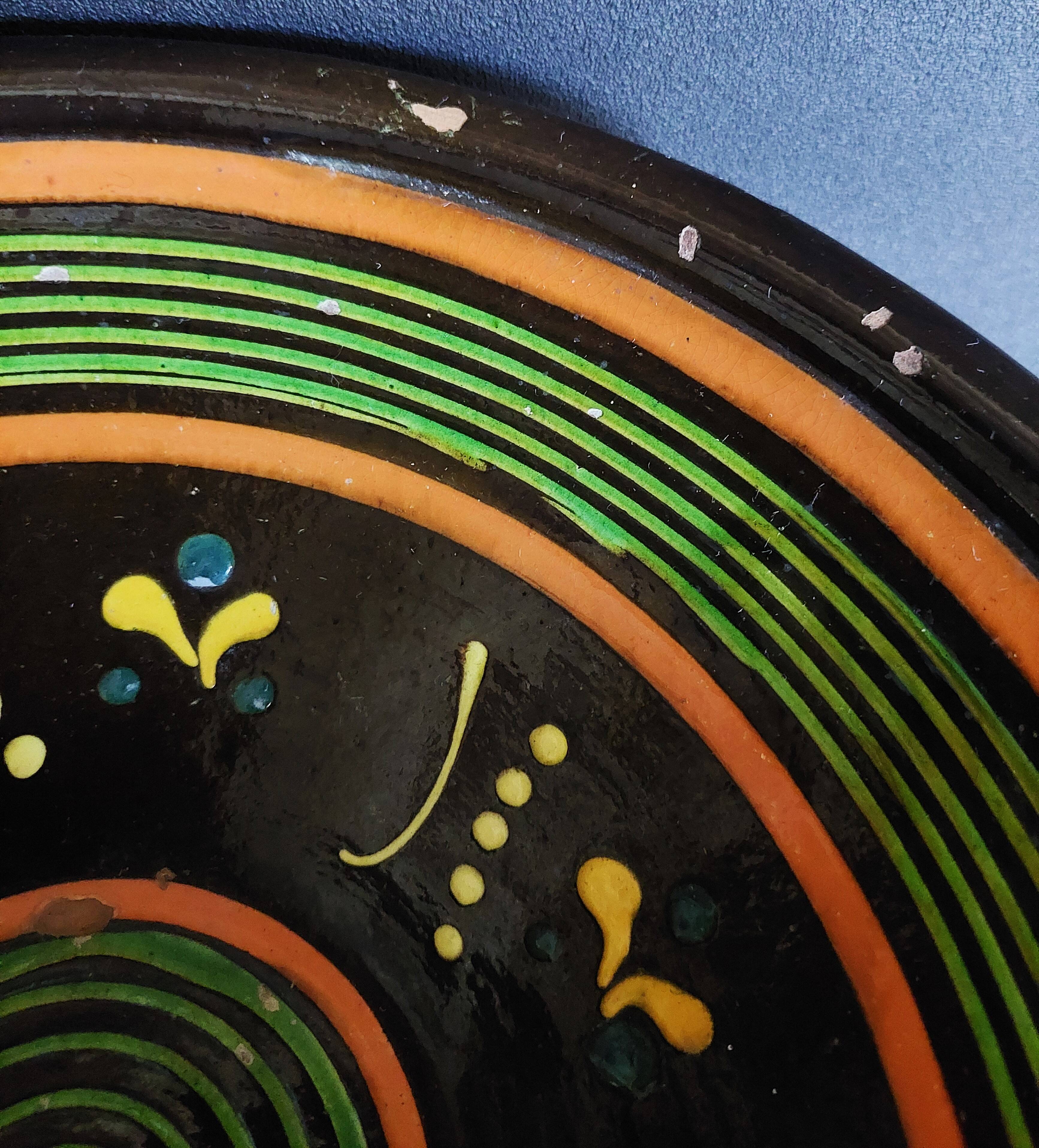 Glazed terracotta bowl, Savoy pottery from Marnaz, 20th century
