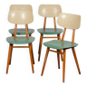 Suite de 4 chaises vintage en bois, éditées par Ton, 1960