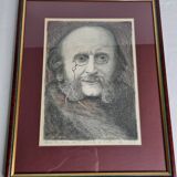 Portrait of Jacques Offenbach inspired by a photograph by Nadar, Framed and signed, 34 x 43 cm