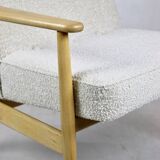 White Ivory Boucle GFM63 Lounge Chair by J. Kedziorek, 1970s