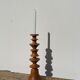 Large vintage Scandinavian turned wooden candle holder