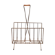 Vintage gold metal magazine rack and wooden handle
