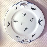 Cake plate decorated blue swallows