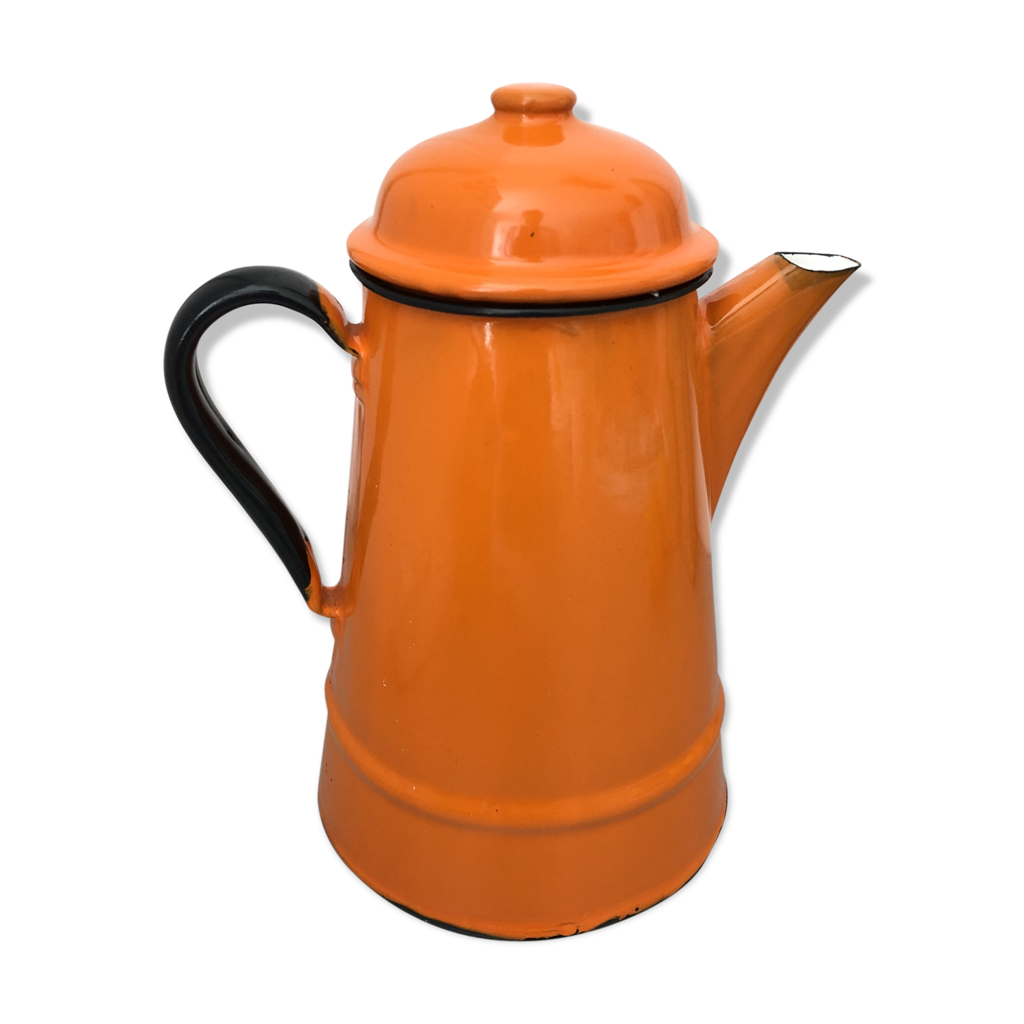Orange enamelled coffee maker