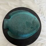 Vintage plate shaped of Arcoroc fish France turquoise