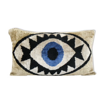 Ikat eye beige pillow cover