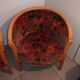 Pair of Neo-Art Deco gondola armchairs in vintage solid wood from the 1980s.